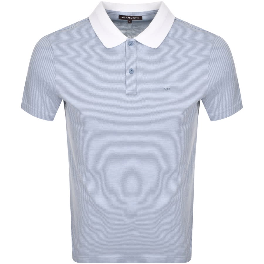 Alternative Image for ProductMichael Kors Jacquard Stripe Polo T Shirt Blue1